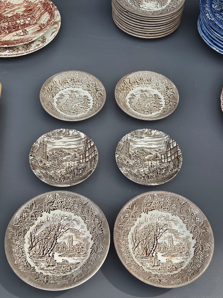 Zes bruine schaaltjes, Engels servies, Ophalen, Gebruikt, Schaal of Schalen, Overige stijlen
