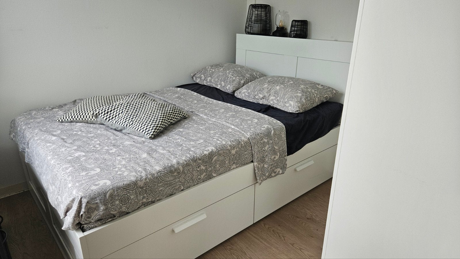 IKEA Brimnes bed met lades en hoofdeinde, Ophalen, Gebruikt, Wit, Tweepersoons