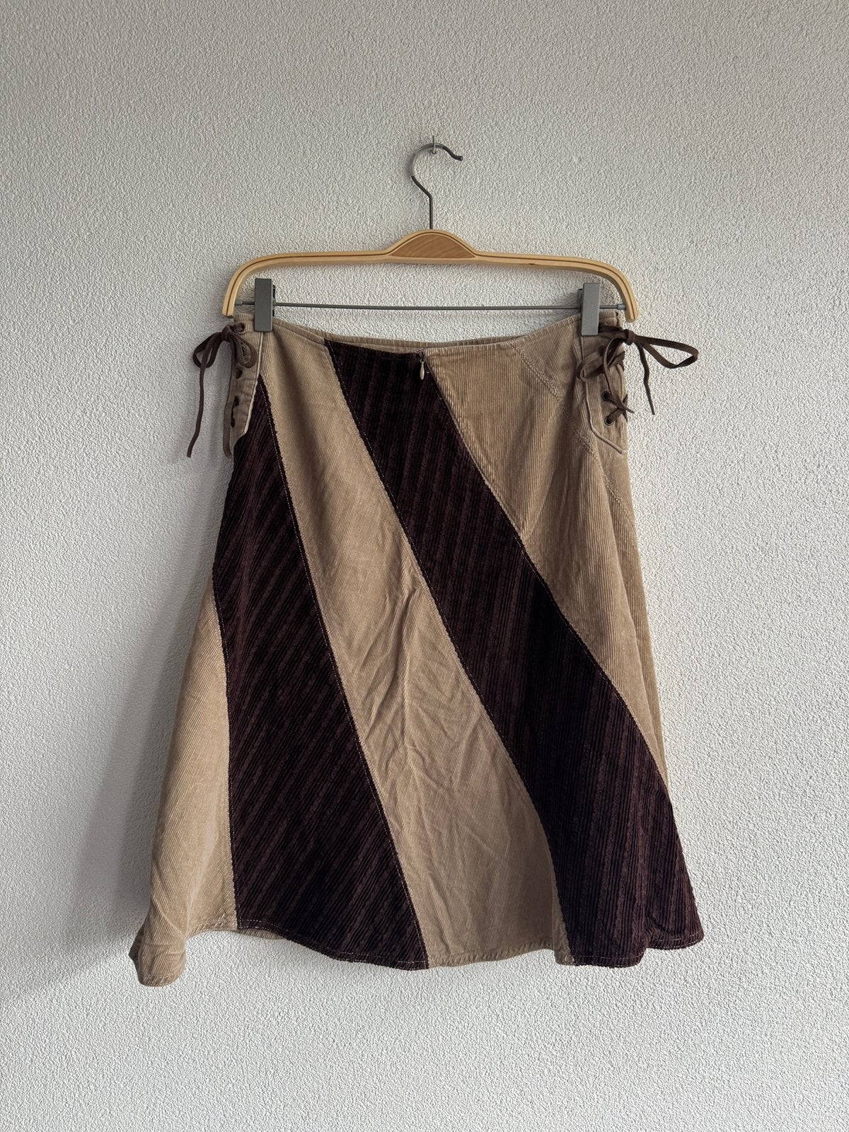Vintage Y2K Esprit bruine corduroy patchwork print midi rok, Kleding | Dames, Maat 38/40 (M), Esprit, Bruin, Ophalen of Verzenden