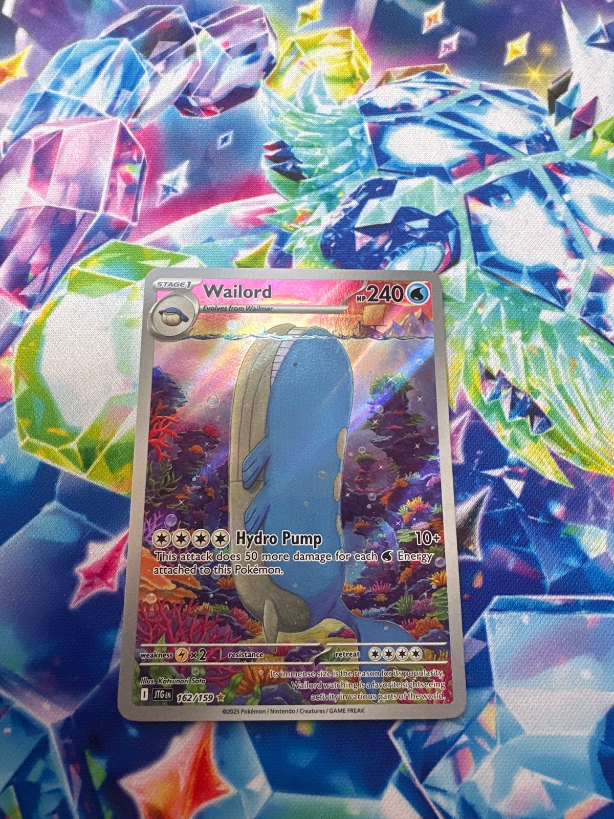 Wailord 162/159 Journey Together Pokémon Kaart, Ophalen of Verzenden, Zo goed als nieuw, Losse kaart, Foil