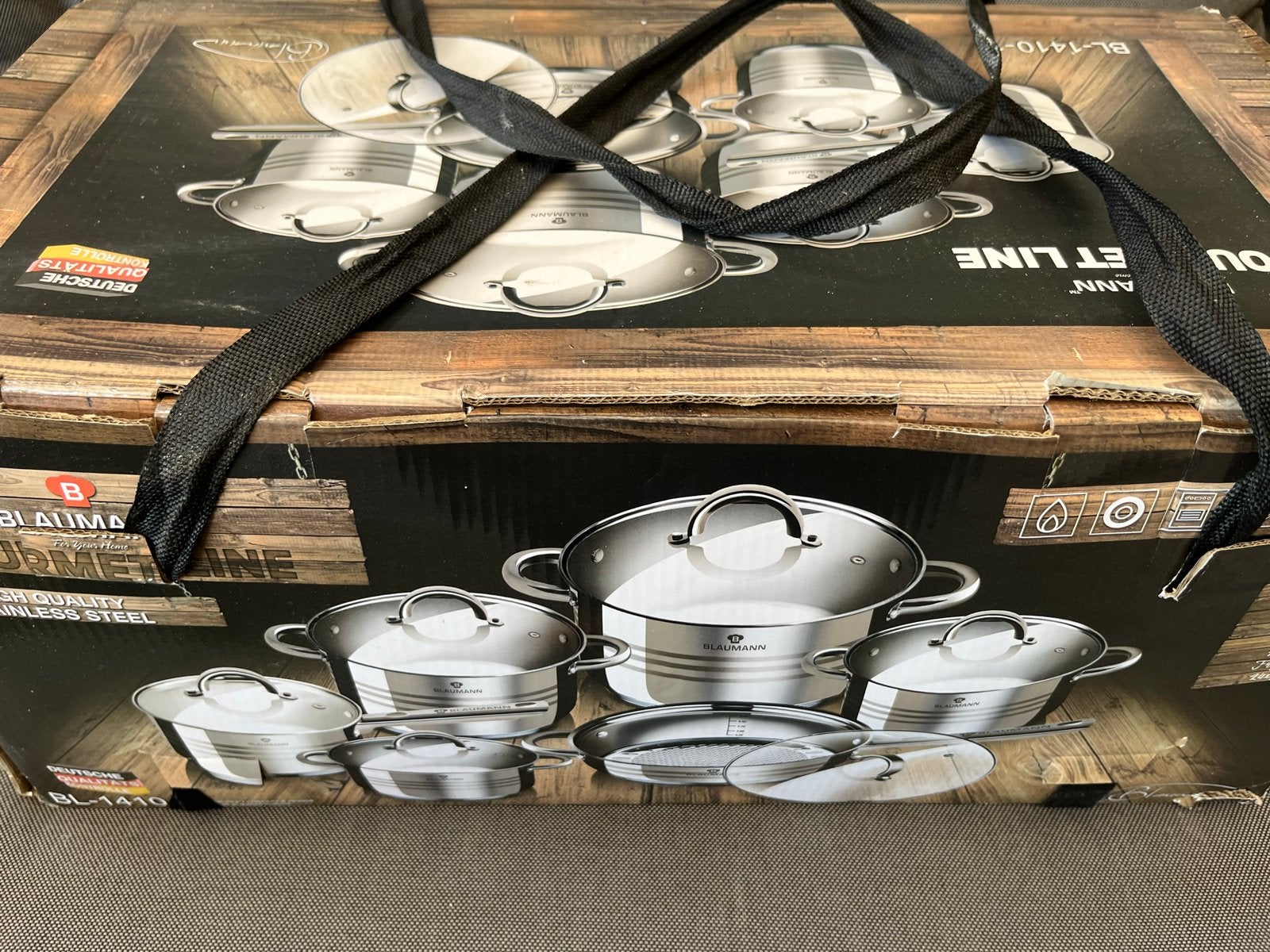 Blaumann Gourmet Line 12-delige pannenset RVS, Inductieplaat, Nieuw, Pannenset, Ophalen of Verzenden