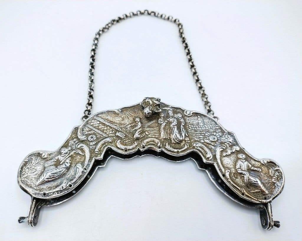 Zilveren tasbeugel met Mozes, W. Edeling, Schoonhoven, 1916, Verzenden, Zilver