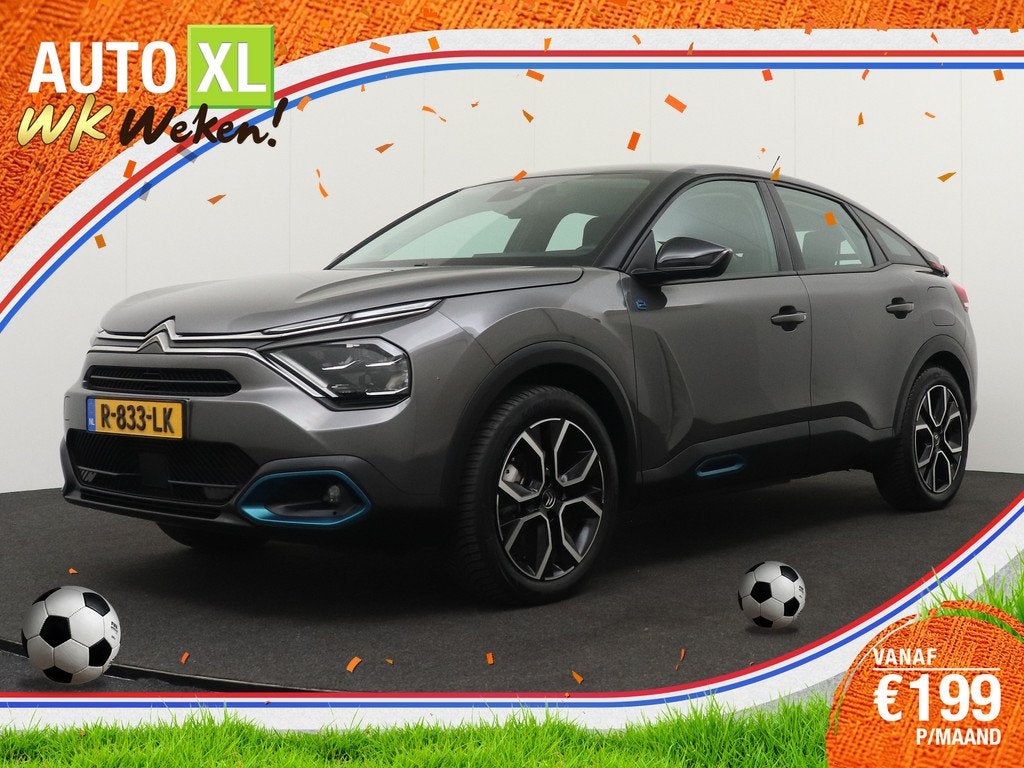 Citroën Ë-C4 You 50 kWh (93%SOH) Warmtepomp Camera Carplay, Auto's, Citroën, 136 pk, Gebruikt, Zwart, Leder en Stof