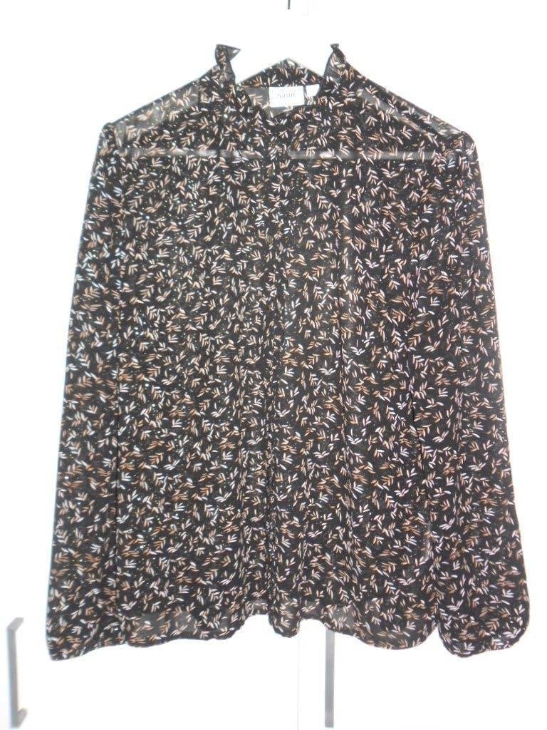 Saint Tropez Zwart Doorzichtig Blouse Met Opstaande Kraag M, Kleding | Dames, Blouses en Tunieken, Maat 38/40 (M), Zwart, Nieuw