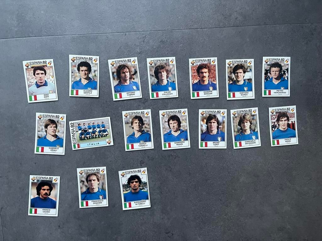 Panini World Cup Story Italië 1982 Compleet Team Set, Verzenden, Zo goed als nieuw, Meerdere stickers
