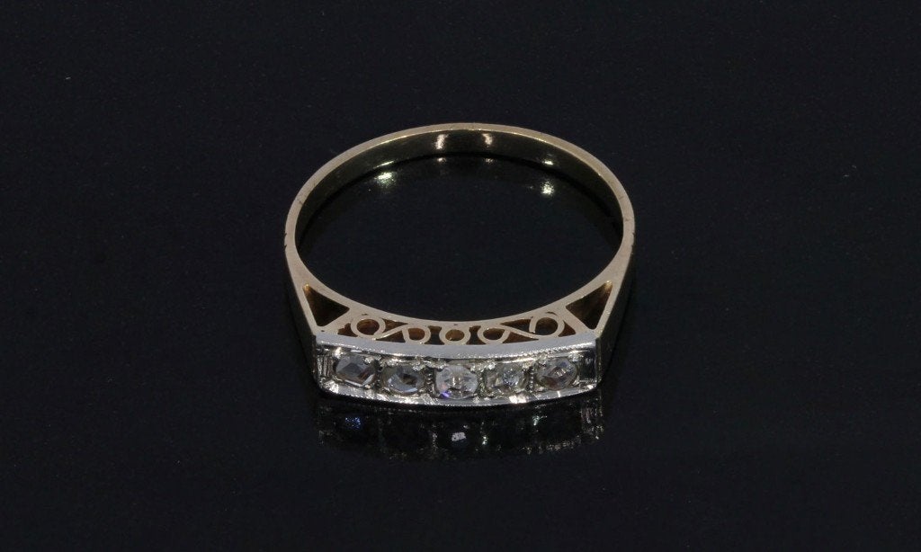 Diamanten art deco 14k goud fraaie ring dame briljant antiek