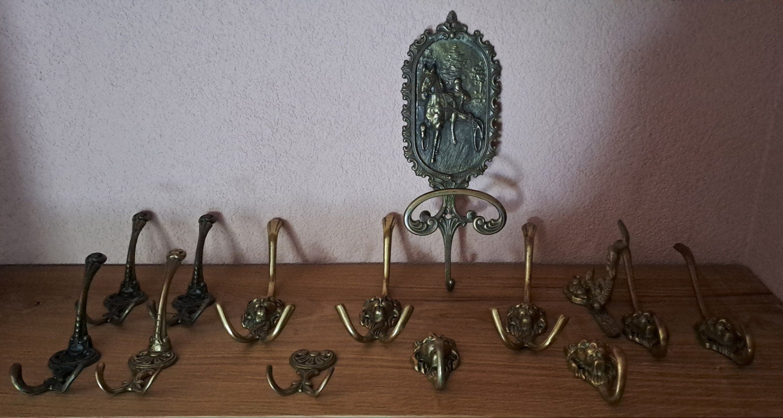 Antieke Koper Messing Kapstokhaken / Wanddecoratie, Ophalen of Verzenden