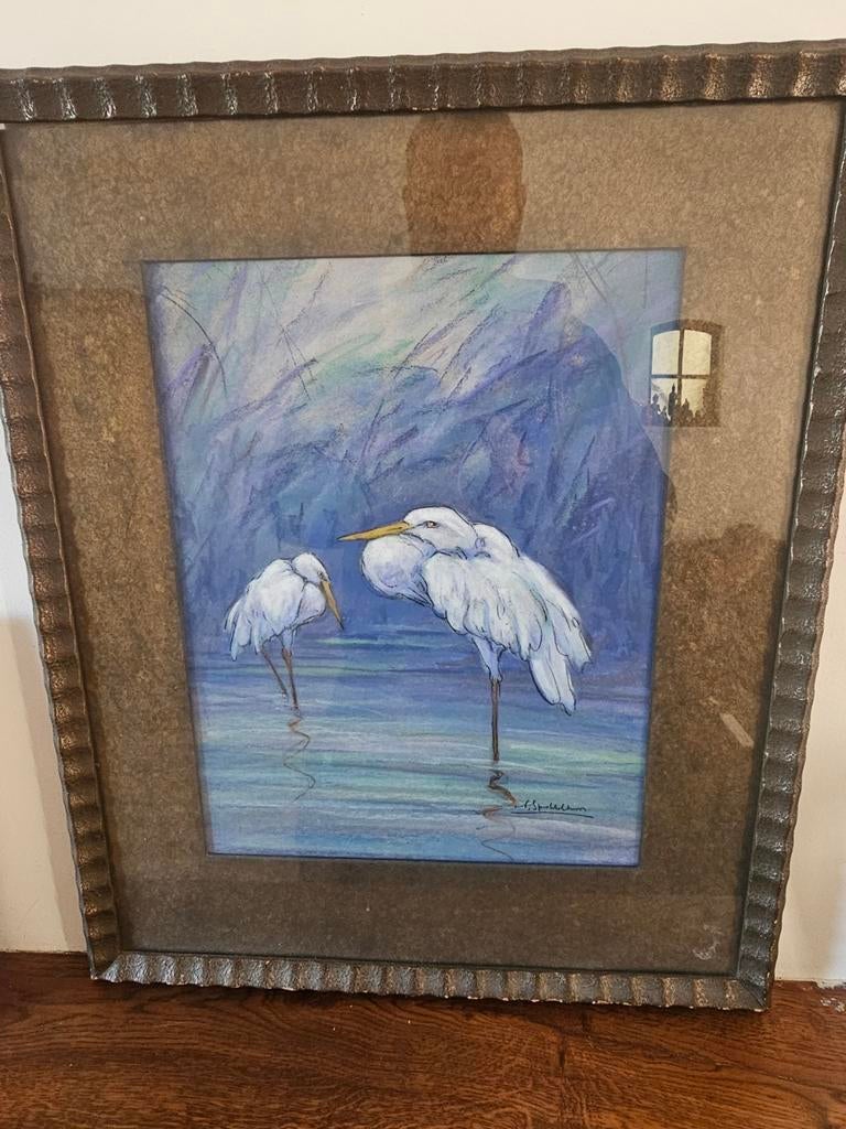 Schilderij Albert Klein Sprokkelhorst - Reigers, Ophalen of Verzenden