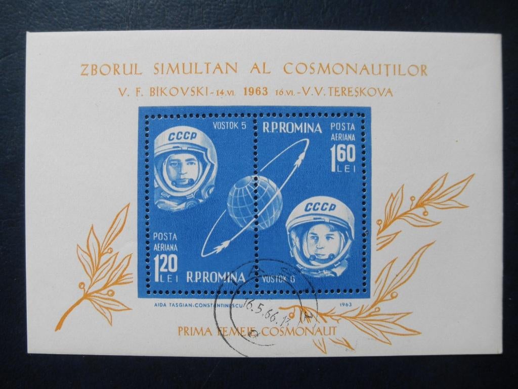 Postzegels ruimtevaart Roemenië 1963 blok - cat.w. € 2,20., Ophalen of Verzenden, Gestempeld, Overige thema's