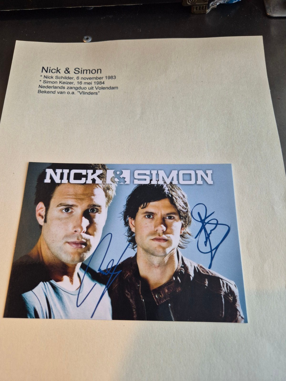 Gesigneerde foto Nick & Simon - Handtekeningen, Ophalen of Verzenden