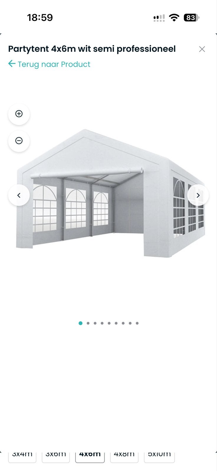 Partytent 4x6m wit semi professioneel. Z.G.A.N., Ophalen, Opvouwbaar, Partytent, 2 meter of meer