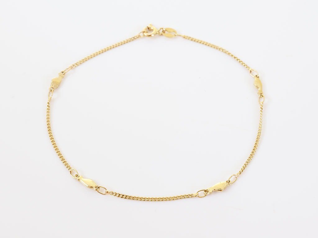 14 Karaat Gouden Armband met Visjes | Gourmet Schakel, Ophalen of Verzenden, Zo goed als nieuw, Goud, Goud