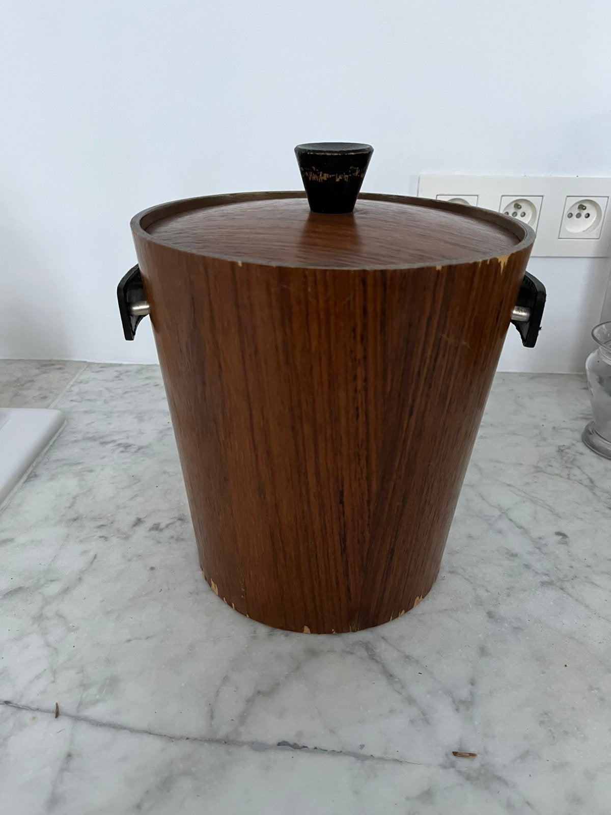 UNIEKE VINTAGE IJSEMMER JAPANS KMC TEAK LEER, Ophalen of Verzenden
