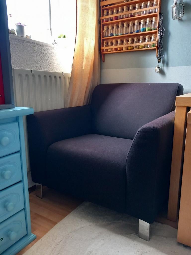 Zwarte loungestoel, Huis en Inrichting, Fauteuils, Ophalen, 75 tot 100 cm, Zo goed als nieuw, 75 tot 100 cm