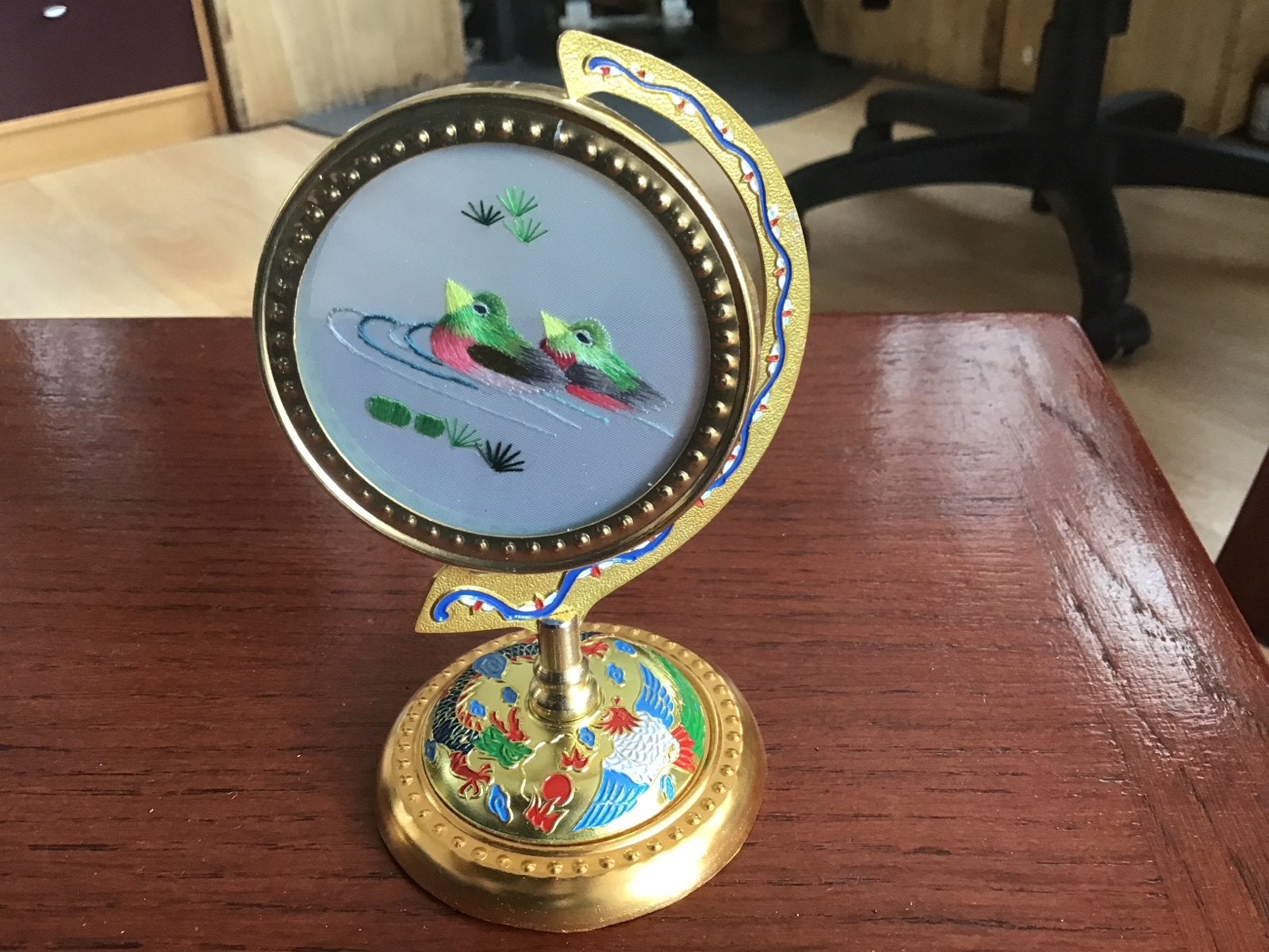 Decoratieve miniatuur met vogels, goudkleurig, Ophalen of Verzenden