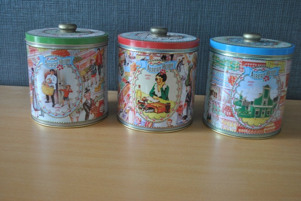 Blikken AH, 3 stuks, retro, Verzamelen, Blikken, Ophalen of Verzenden, Gebruikt, Overige, Overige merken