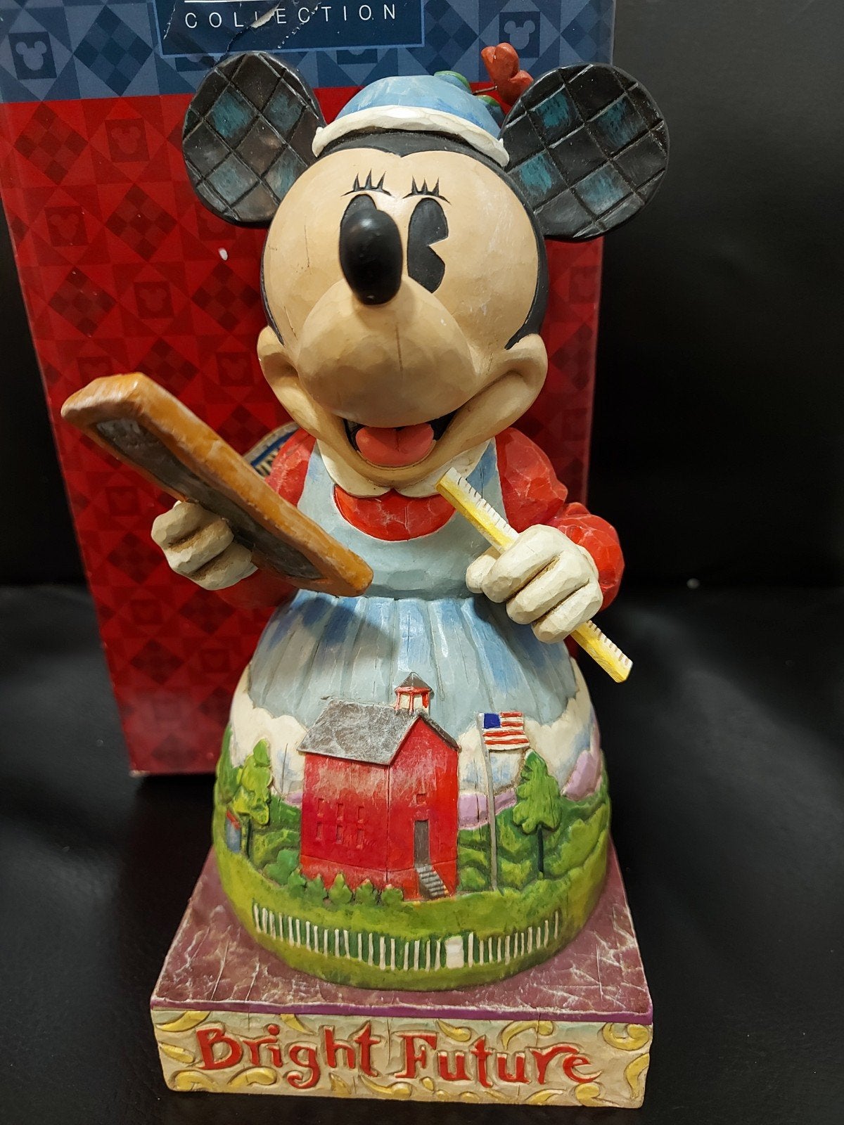 Jim Shore Retired Disney Traditions Minnie Mouse USA beeld, Ophalen, Mickey Mouse, Zo goed als nieuw, Beeldje of Figuurtje