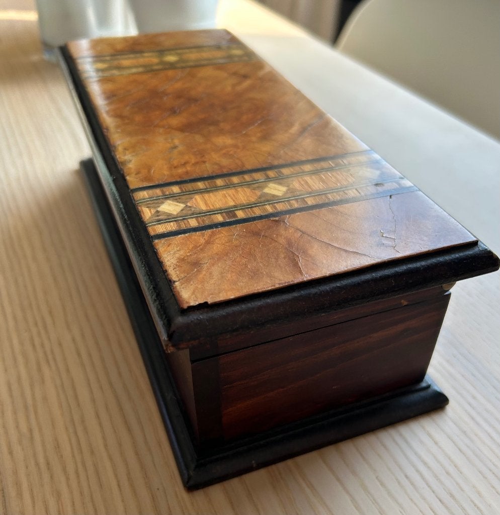 Decoratief houten sieraden-/trinketdoosje, Gebruikt, Minder dan 35 cm, Minder dan 50 cm, Ophalen of Verzenden