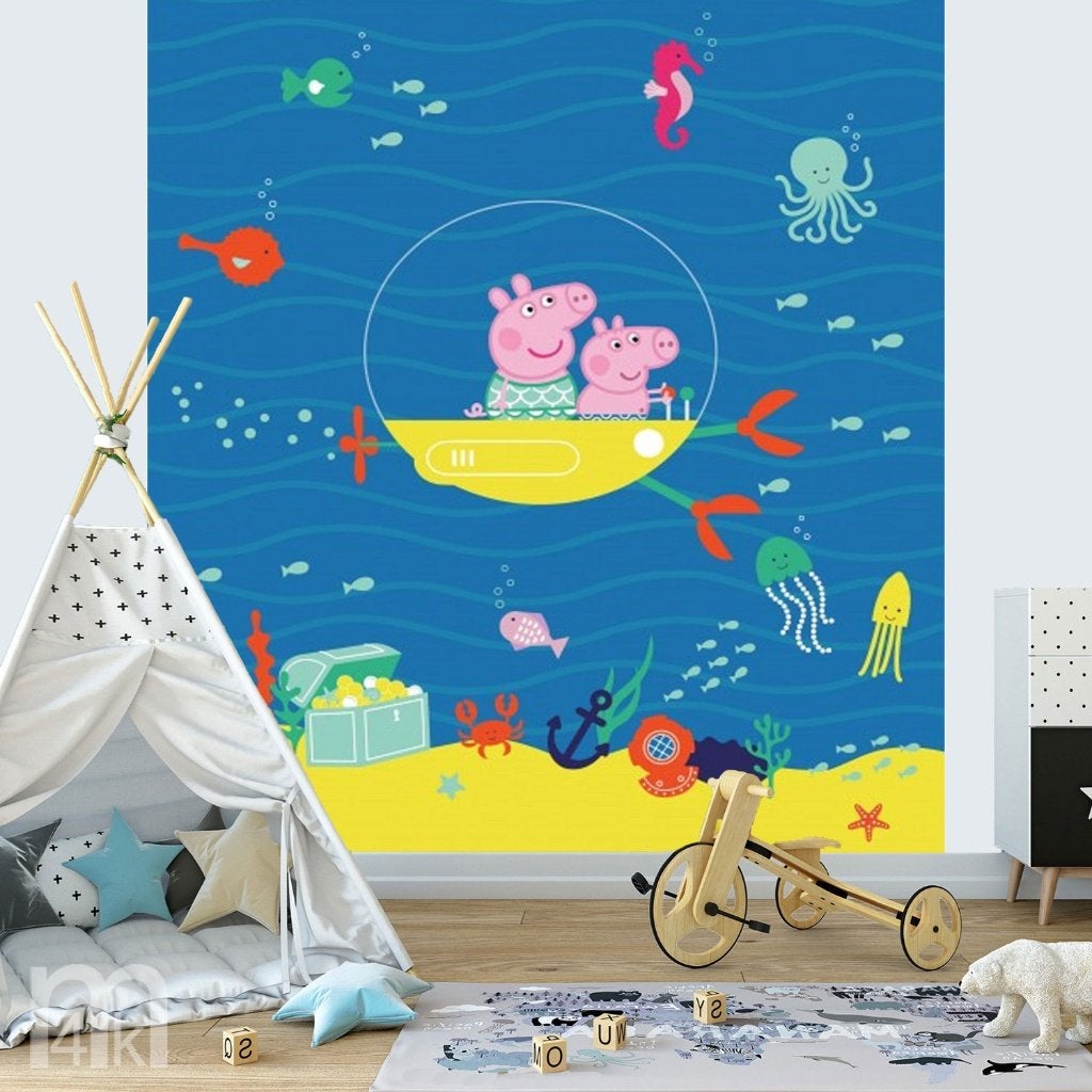 Peppa Pig behang Onderwater D3, Peppa Pig behang, poster, Verzenden, Nieuw