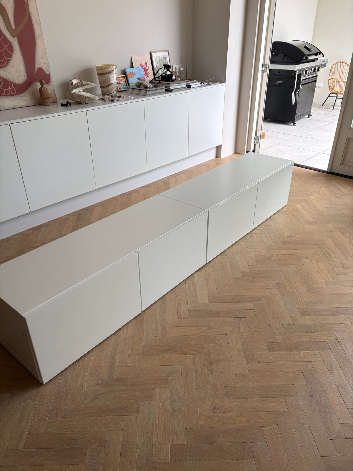 Witte hoogglans Ikea Besta kasten, Ophalen, Overige materialen, Gebruikt, 200 cm of meer