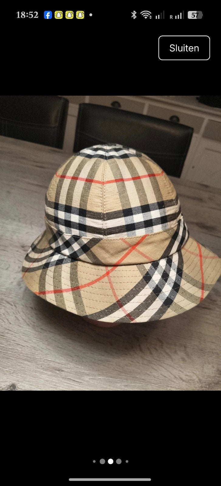 Burberry Bucket Hat - Vintage Check, Burberry, Ophalen of Verzenden, Zo goed als nieuw, Hoed