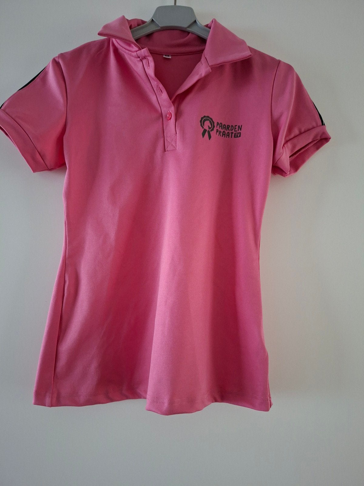 Roze Paardenpraat TV paardrijshirt - Maat XS, Paarden Praat TV, Ophalen of Verzenden, Zo goed als nieuw, Korte mouw