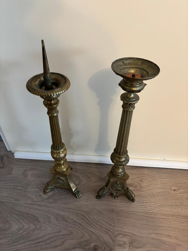 2. Koperen Kandelaars 50 Cm Hoog., Antiek en Kunst, Ophalen, Koper of Brons