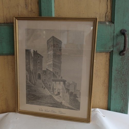 Cote Saint Esteve Valence afbeelding 36,5 x 46,5 in lijst, Ophalen, Gebruikt, 46 cm, Met glas