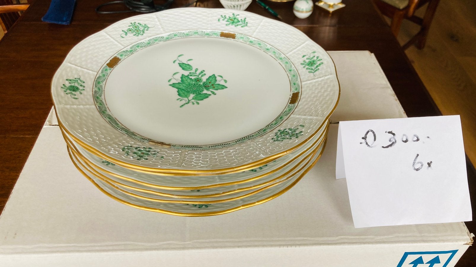 Herend groene 6 dinerboden als nieuw, Antiek en Kunst, Ophalen of Verzenden