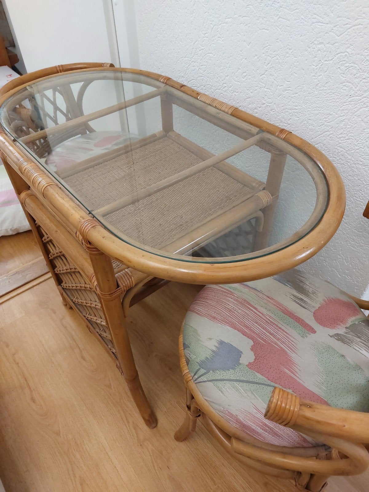 vintage rotan set., Ophalen, Minder dan 50 cm, 50 tot 100 cm, Glas