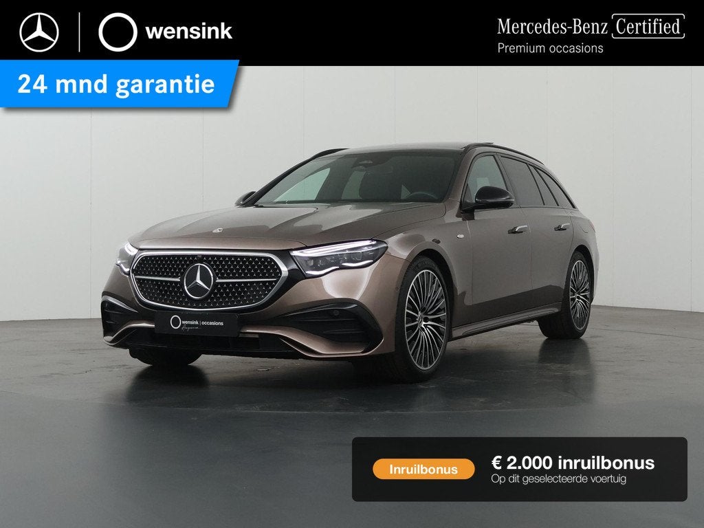 Mercedes-Benz E-klasse Estate 300 e AMG Line | Premium | Pan, Auto's, Mercedes-Benz, Gebruikt, 4 cilinders, Bruin, Leder en Stof