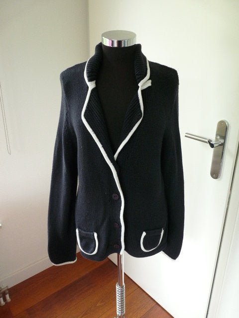 Navy stijl blauw wit gebreid elegant vest , mt 42, Blauw, Maat 42/44 (L), Ophalen of Verzenden, Zo goed als nieuw
