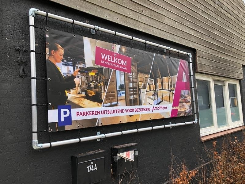 Reclame Wand Spandoek Frame 320X170CM 32X Spanelastieken, Ophalen, Zo goed als nieuw