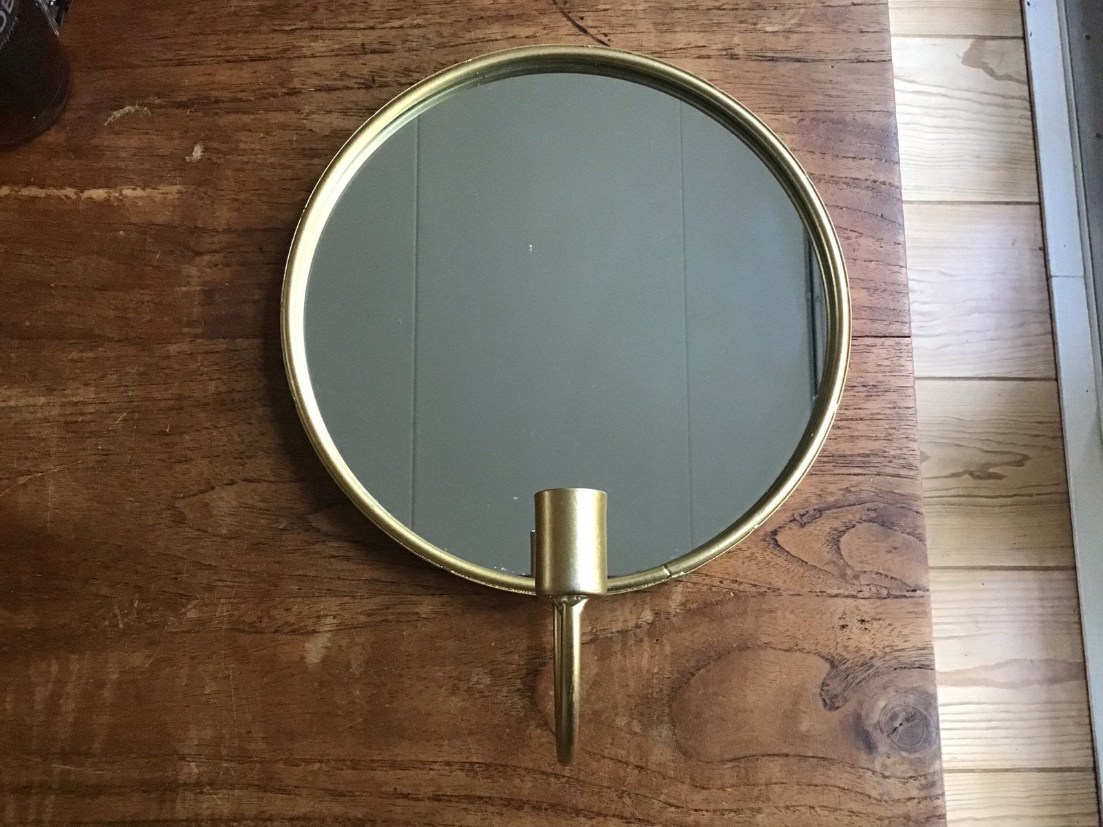 Gouden wandkandelaar met spiegel - Vintage stijl, Vintage, Ophalen of Verzenden, Zo goed als nieuw, Goud