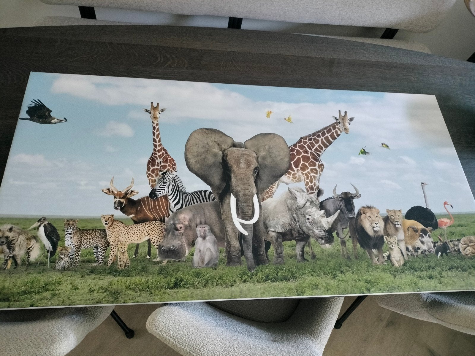 Canvas met wilde dieren - Afrikaanse safari, Ophalen, Zo goed als nieuw, Wanddecoratie