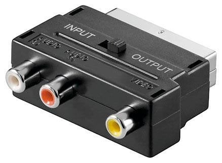 Input/output schakelaar Scart male 3x Tulp female, Ophalen of Verzenden, Nieuw, Minder dan 2 meter, Overige kabels