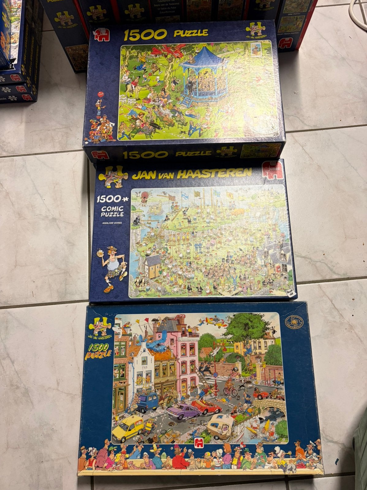 4x Jan van Haasteren 1500 stukjes, Ophalen of Verzenden, 500 t/m 1500 stukjes, Zo goed als nieuw