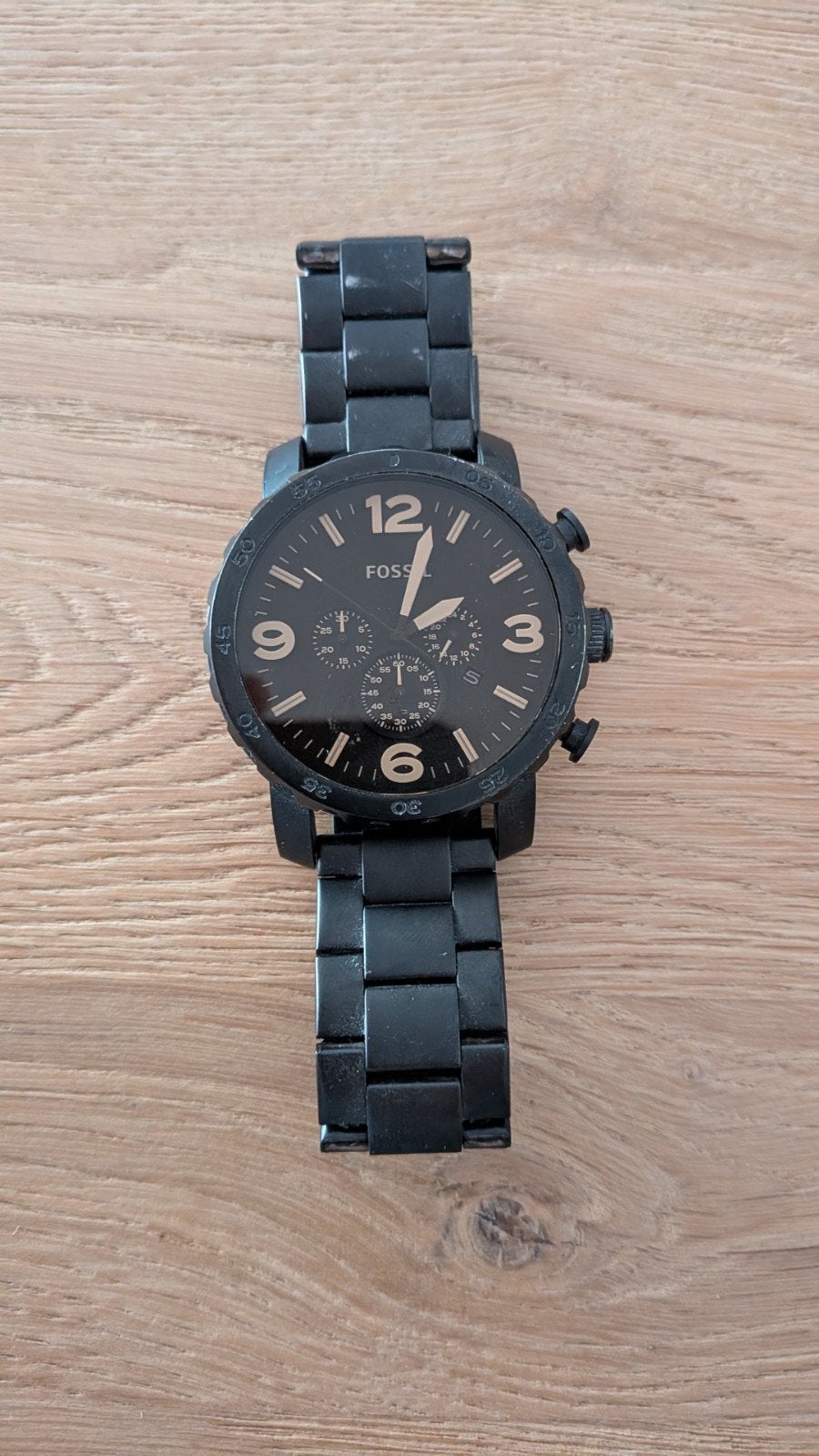 Fossil JR1356 Herenhorloge - Zwart Staal Chronograaf, Staal, Gebruikt, Staal, Polshorloge