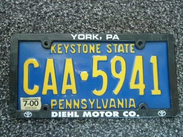 Kentekenplaat licenseplate Pennsylvania Diehl Motor Co. USA, Verzamelen, Verzenden, Gebruikt, Auto's