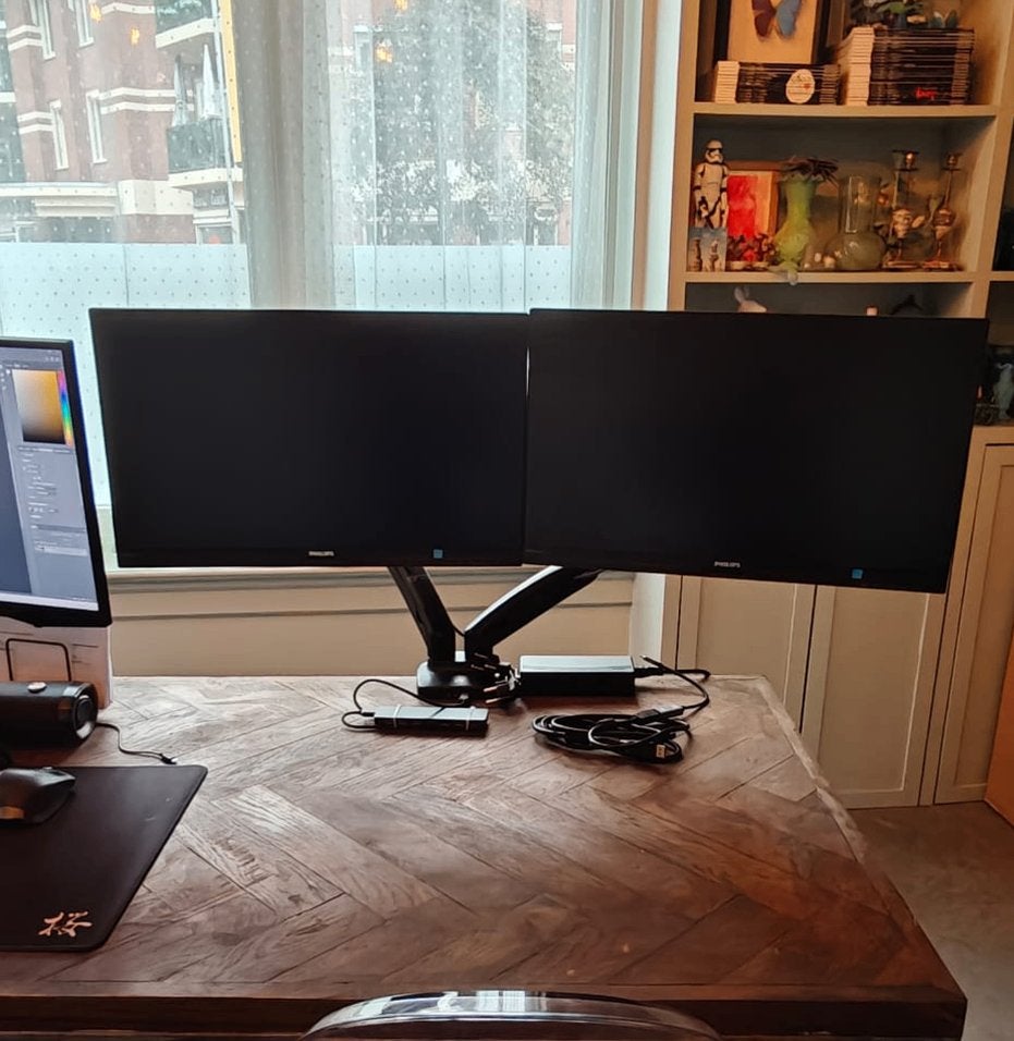 Plug & Play werkplek – 2x Philips 24" Monitor + Steun + USB, Gaming, Gebruikt, IPS, Phillips.