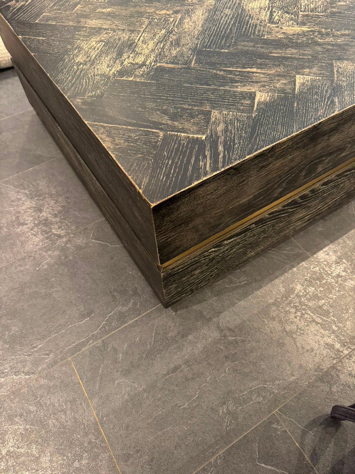 Richmond Blackbone TV Meubel + Salontafel Zwart/Goud, Ophalen, Gebruikt, 150 tot 200 cm, Minder dan 100 cm
