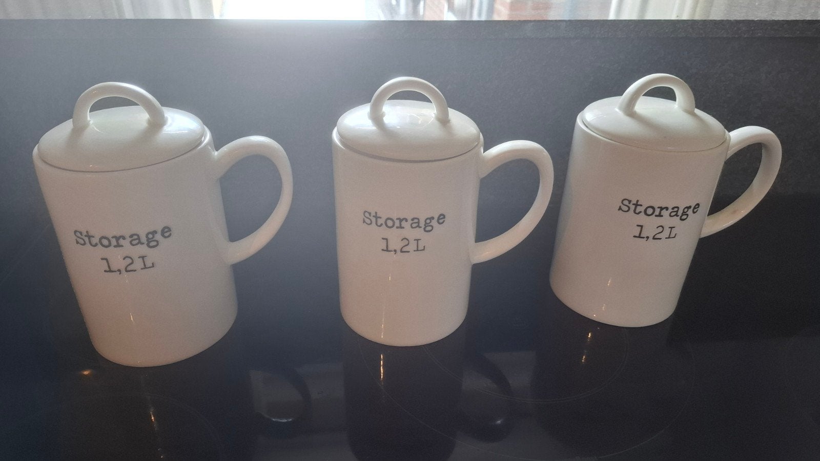 Riviera Maison Storage Pot 1.2L set van 3 stuks, Ophalen of Verzenden, Wit, Steen/keramiek, Landelijk