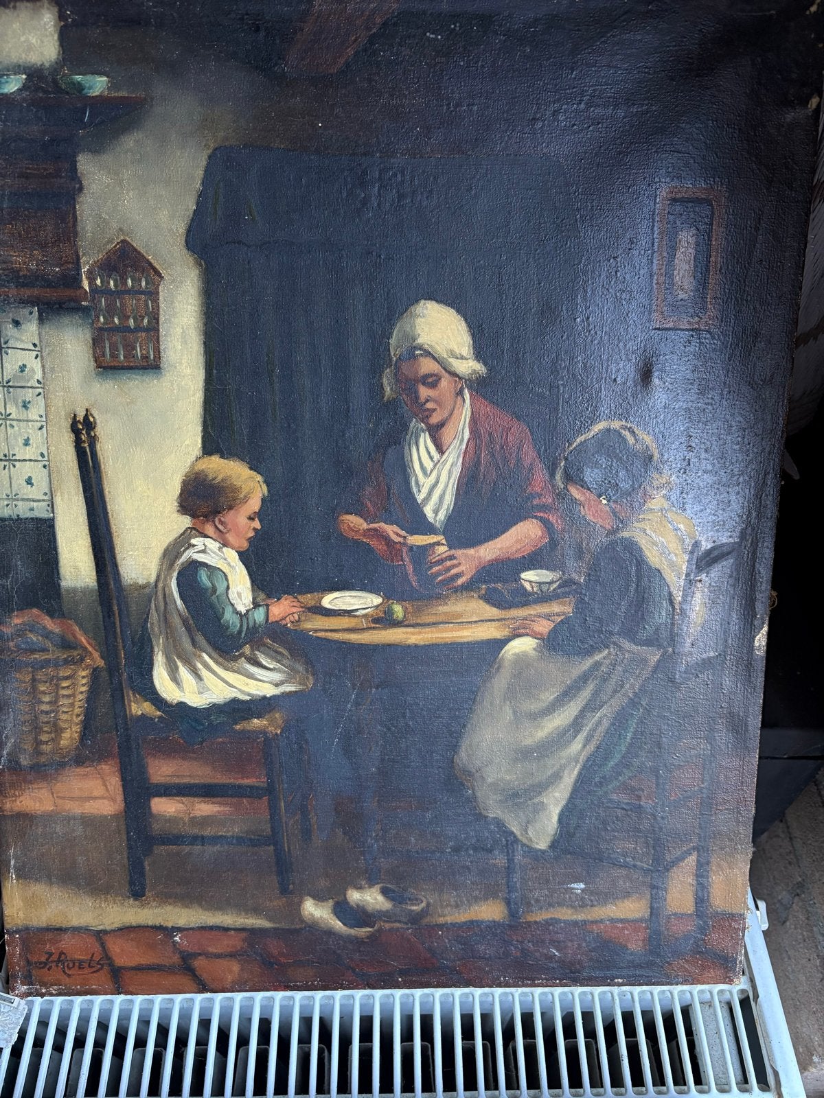 Olieverfschilderij J. Roels, Ophalen, Doek, Portret of Personen, Realistisch