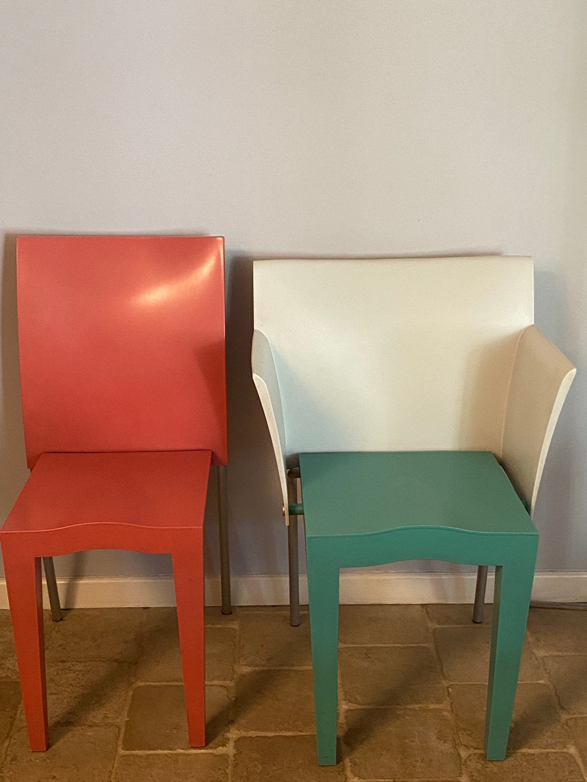 Kartell, Miss Global & Super Glob, Philip Starck stoelen, Huis en Inrichting, Stoelen, Kunststof, Gebruikt, Twee, Overige kleuren