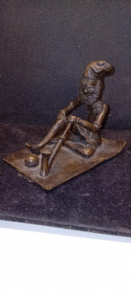 Prachtig bronzen ASHANTI beeldje. Man met pijp., Antiek en Kunst, Ophalen of Verzenden