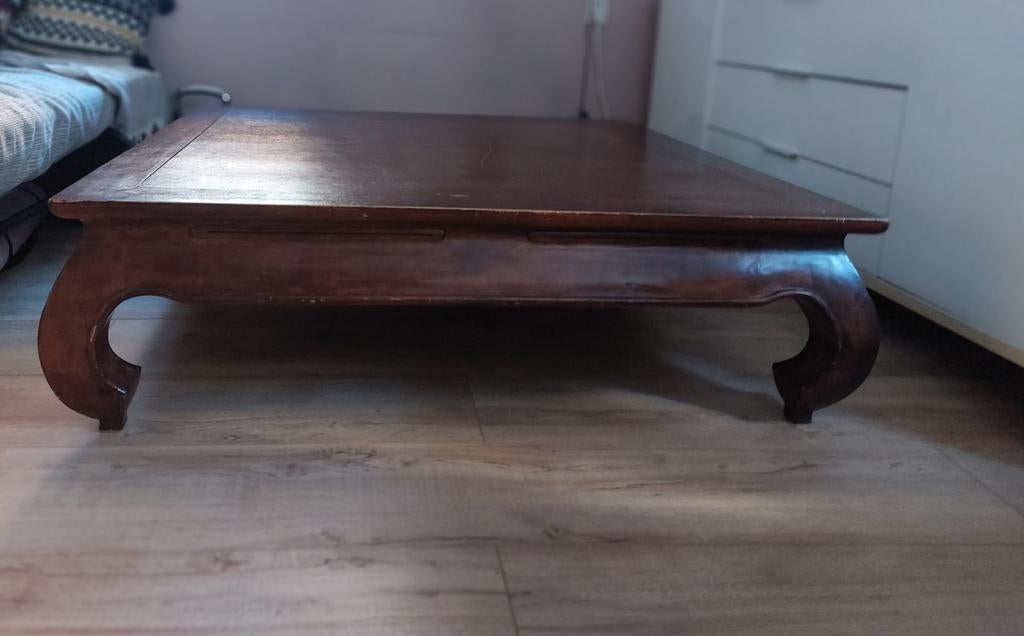 Grote unieke opium salontafel van mangohout (opknapper), Huis en Inrichting, Tafels | Salontafels, Ophalen of Verzenden