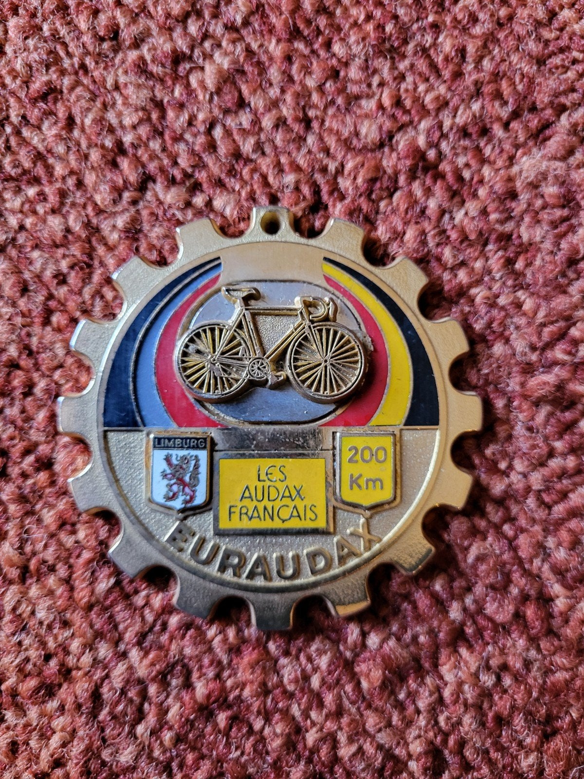 Bijzondere oude Euraudax / Audax wielermedaille van 200 km,, Ophalen of Verzenden, Zo goed als nieuw, Overige sporten, Overige typen