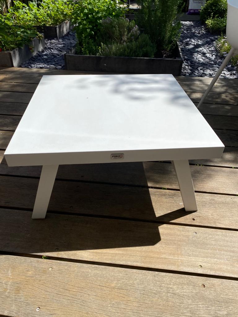 Forza Furniture bijzettafel aluminium, Tuin en Terras, Ophalen, Gebruikt, Vierkant, Aluminium