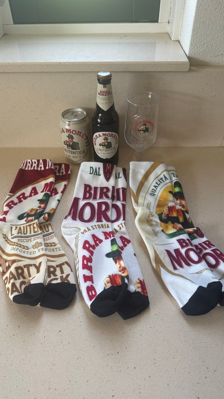 Birra Moretti Sokken en Glas - Nieuw, vaderdag, Ophalen of Verzenden, Nieuw