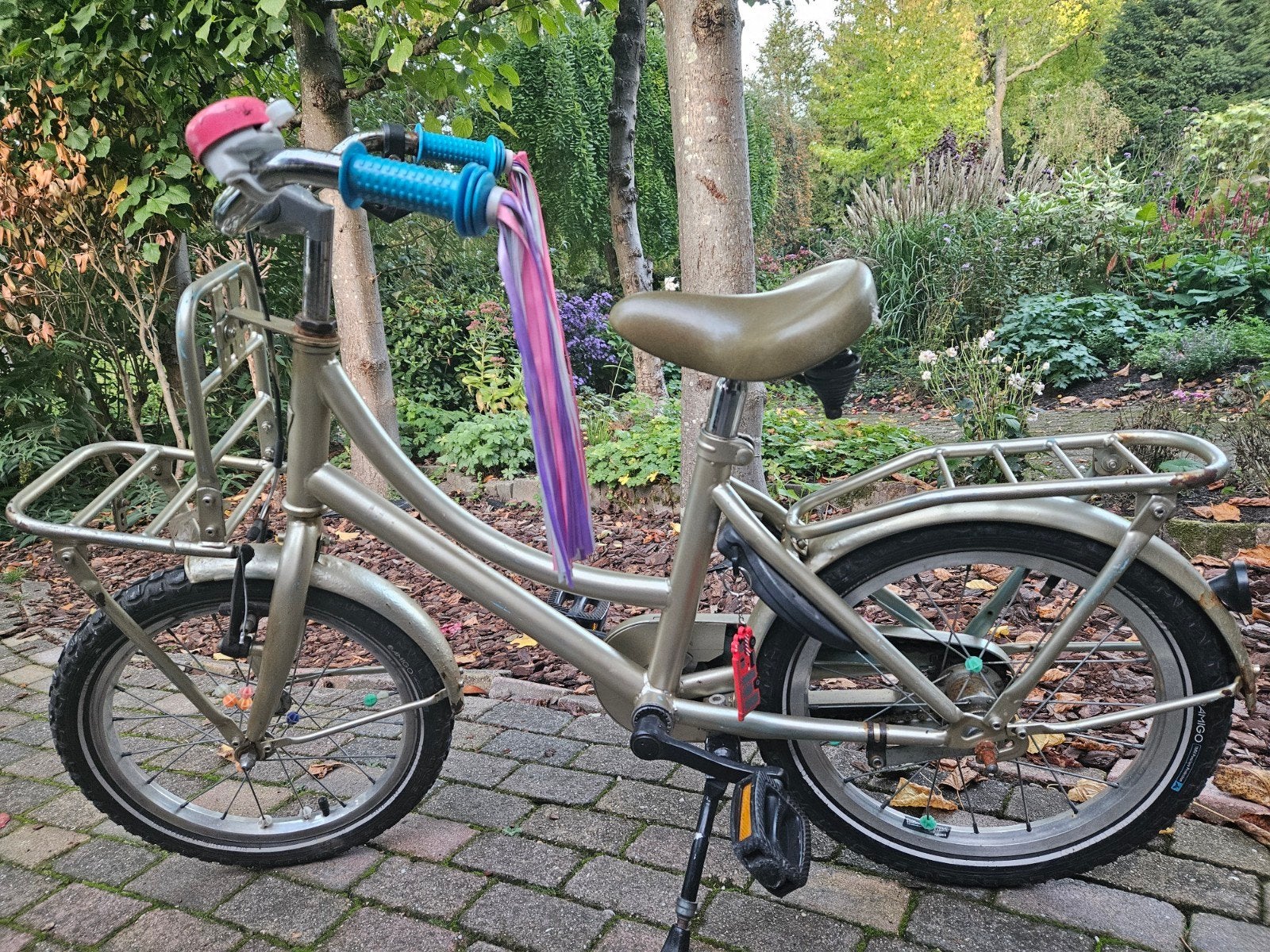 Kinderfiets 14 inch goud, Ophalen, Gebruikt, Terugtraprem, Minder dan 16 inch